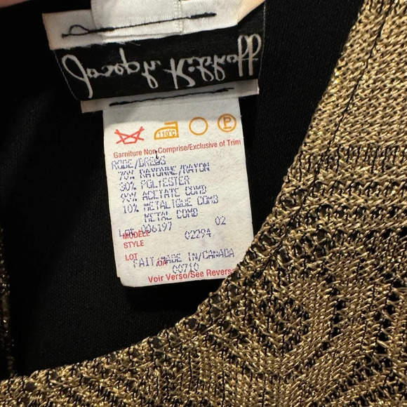 Joseph Ribkoff formal dress black gold tassle metallic wedding gown holidays 18 - Picture 4 of 5